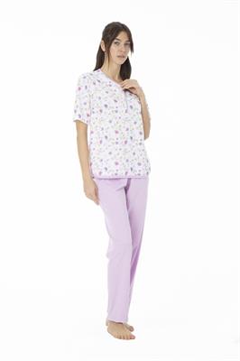 Pigiama in Cotone Manica Corta Pantalone Lungo