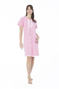 Camicia da Notte in Cotone Abbottonata Manica Corta