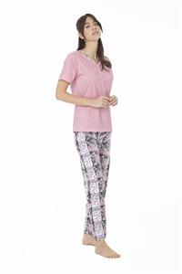 Pigiama Donna in Cotone Mezza Manica e Pantalone Lungo