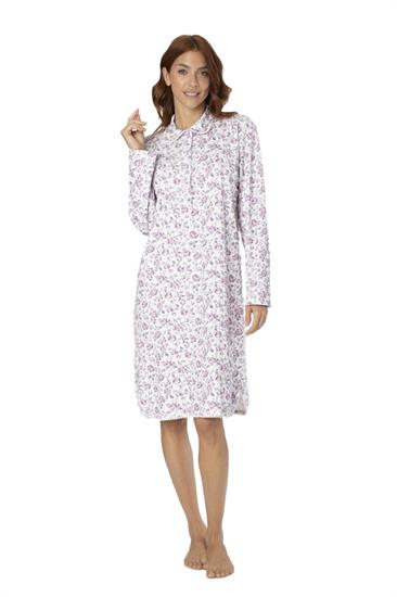 Camicia da Notte in Interlock con Collo