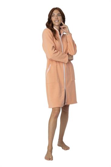 Vestaglia in Pile Operato con Zip e Colletto alla Coreana