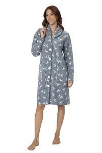 Vestaglia in Pile Abbottonata con Collo Alto