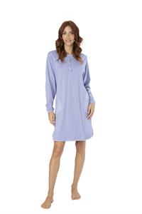 Camicia da Notte in Interlock Serafino con Balza e Tasche