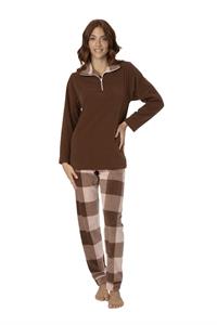 Pigiama in Pile con Collo e Tasche