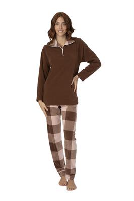 Pigiama in Pile con Collo e Tasche