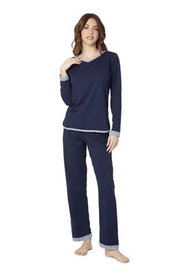 Pigiama in Cotone Manica Lunga Pantalone Lungo con Tasche