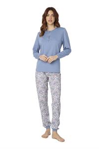 Pigiama in Cotone Girocollo Manica Lunga Pantalone Lungo