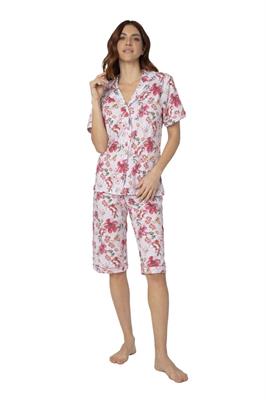 Pigiama in Cotone Giacca Aperta Mezza Manica e Pinocchieto