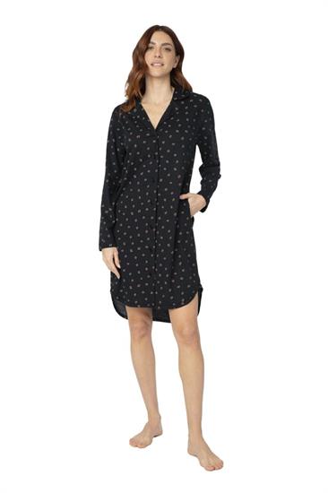 Camicia da Notte in Cotone Manica Lunga Abbottonata