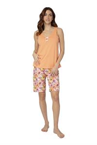 Pigiama in Cotone con Canotta e Pantalone Metà Coscia