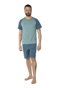 Pigiama in Cotone Manica Corta Raglan e Pantalone Corto