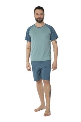 Pigiama in Cotone Manica Corta Raglan e Pantalone Corto