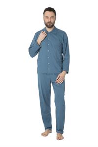 Pigiama in Cotone Giacca Aperta Manica Lunga Pantalone Lungo