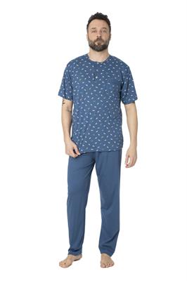 Pigiama in Cotone Manica Corta Pantalone Lungo