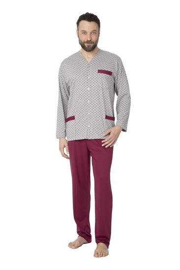 Pigiama in Cotone Giacca Aperta Manica Lunga Pantalone Lungo in Scatola