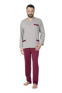Pigiama in Cotone Giacca Aperta Manica Lunga Pantalone Lungo in Scatola