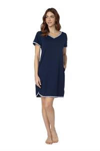Camicia da Notte in Cotone Mezza Manica con Tasche