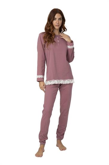 Pigiama in Interlock Smerigliato con Pizzo