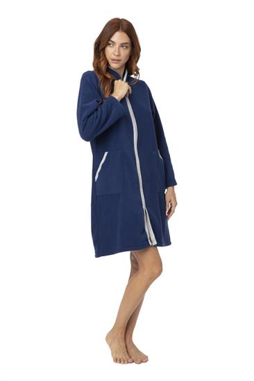Vestaglia in Pile Operato con Zip e Colletto alla Coreana